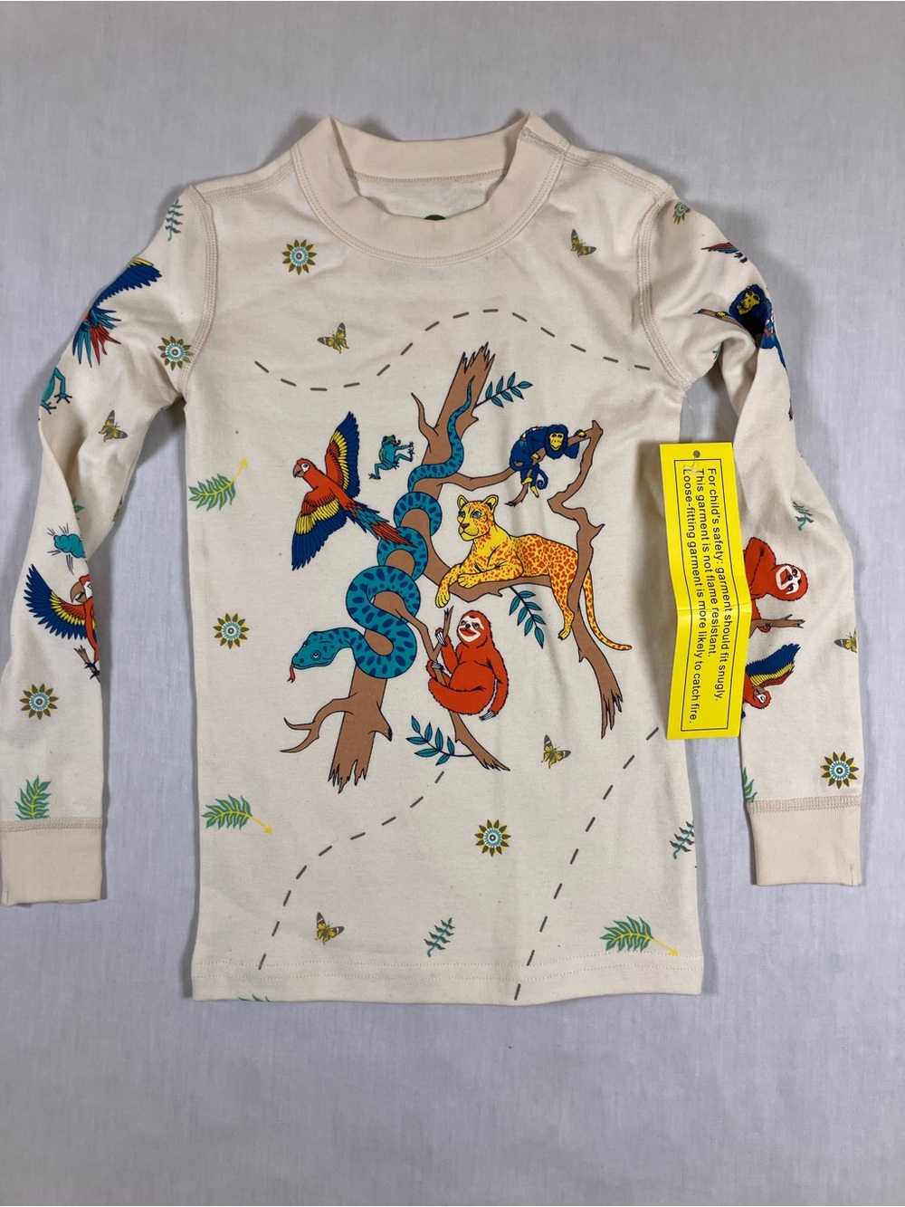 Cream Kids Jungle Animal Long-Sleeve Pajama Top